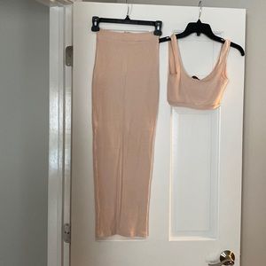 Oh Polly Nude Ribbed 2 piece Set